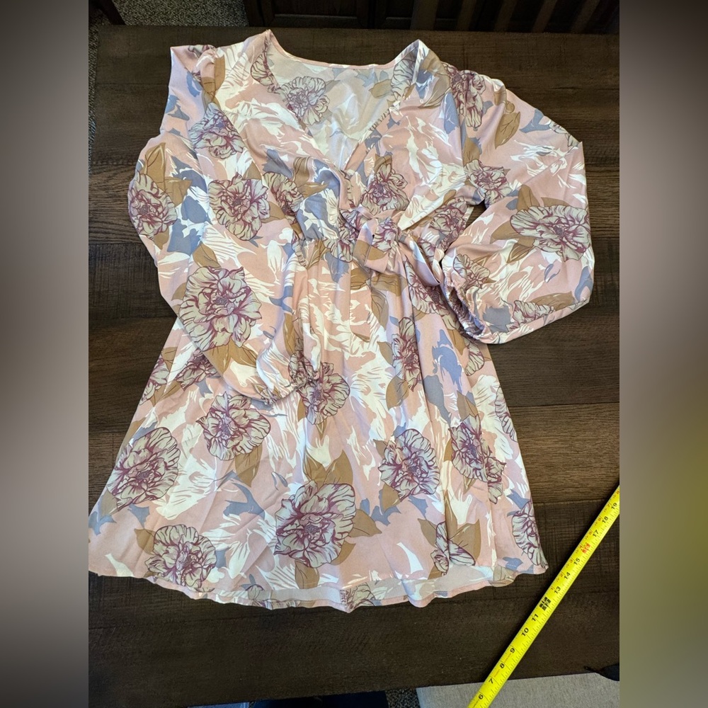 SHEIN Floral Midi Dress in Pink and Brown